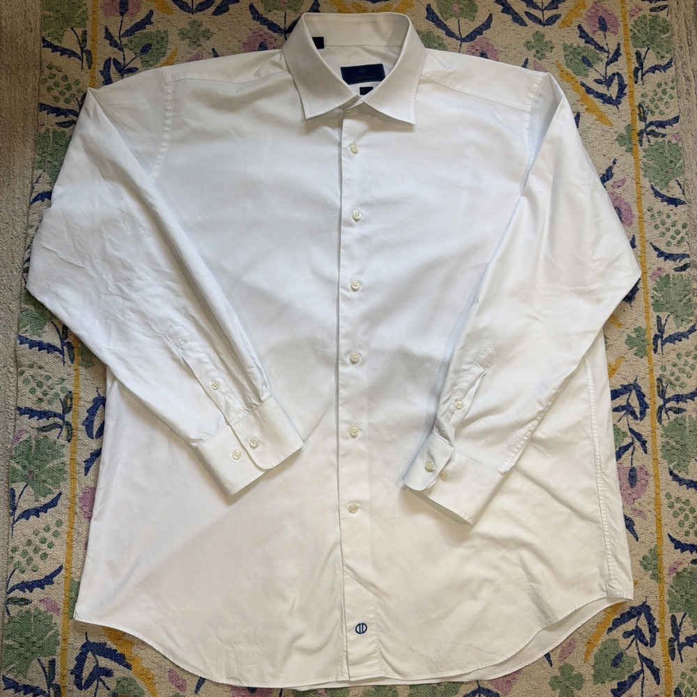 David Donahue Shirt Men's 18/34-35 EUC white